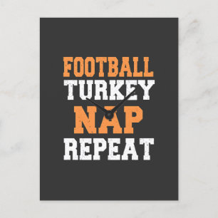 Football Turkey Nap Repeat Thanksgiving Postcard