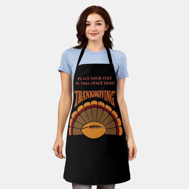 Football Turkey Personalized Gift Thanksgiving Apron (Worn)