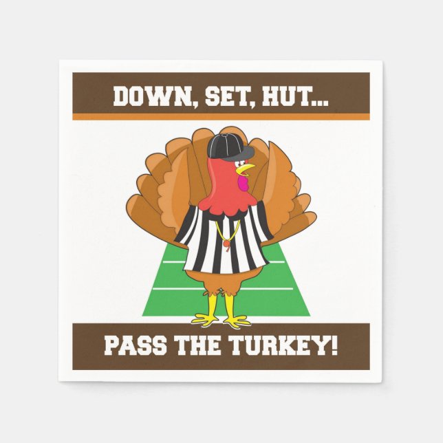 Football & Turkey Thanksgiving Dinner Theme Napkin (Front)