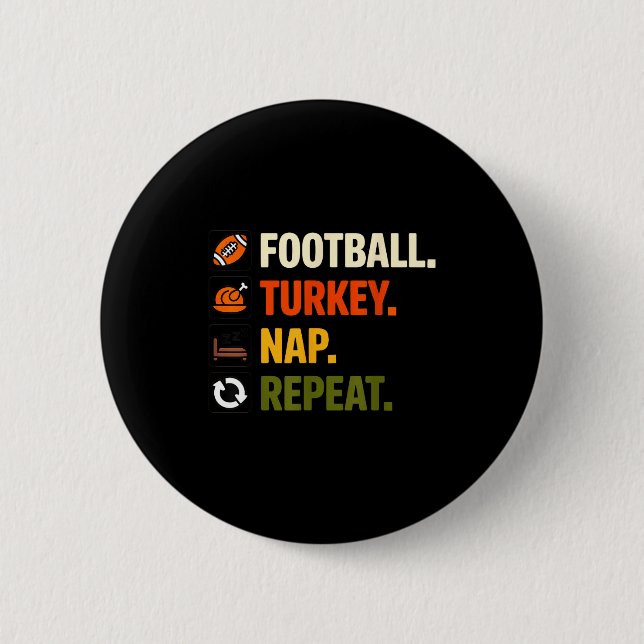 Football Turkey Thanksgiving For Kids Boys Men  Button (Front)