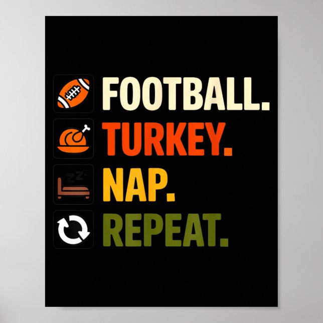 Football Turkey Thanksgiving For Kids Boys Men  Poster (Front)
