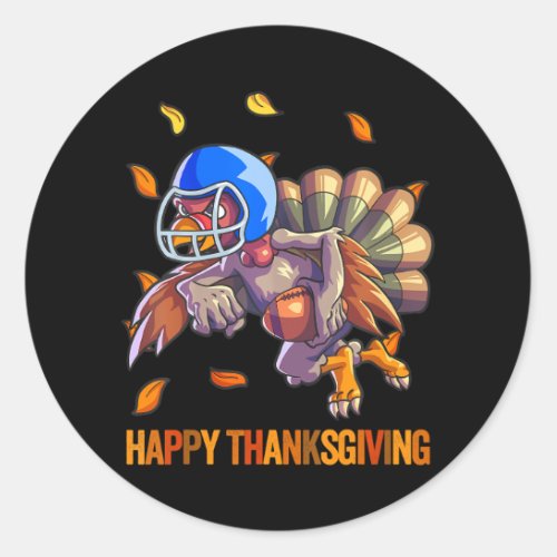 Football Turkey Thanksgiving Men Boys Turkey Classic Round Sticker