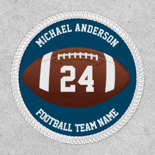 Football Uniform Number Custom Name Blue White Patch