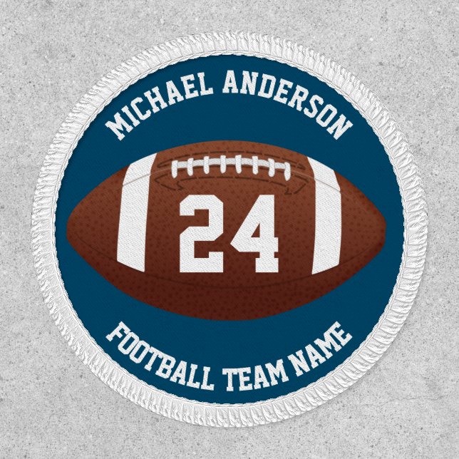 Football Uniform Number Custom Name Blue White Patch (Front)