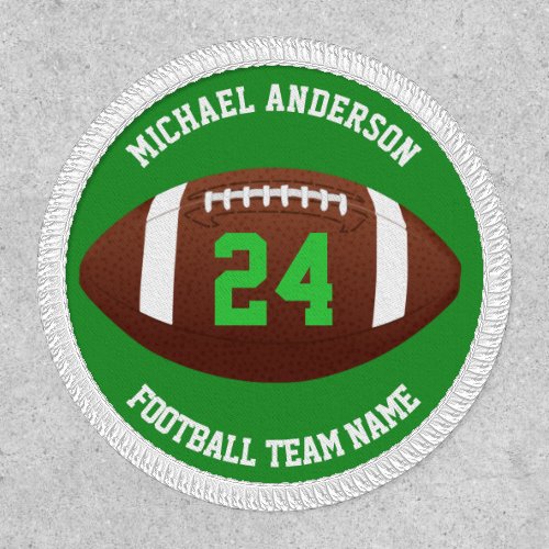Football Uniform Number Custom Name Green White Patch