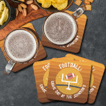 Football Upright Game Day Square Paper Coaster<br><div class="desc">American football game day coasters feature a football through the uprights on brown to gold stripes and your personalization. MATCHING items in our collection.</div>