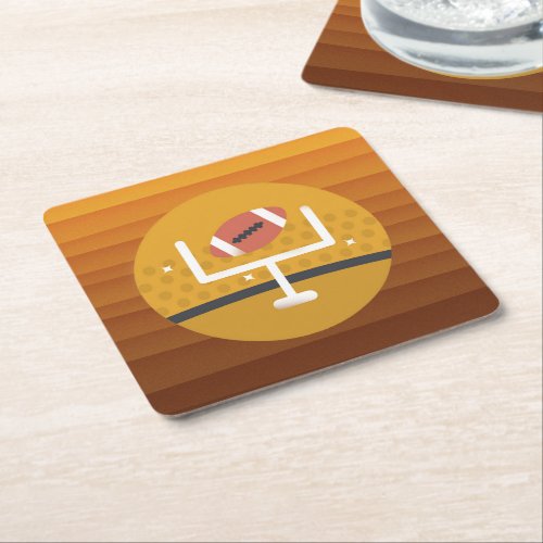 Football Upright Super Fan Game Day _ PERSONALIZE Square Paper Coaster