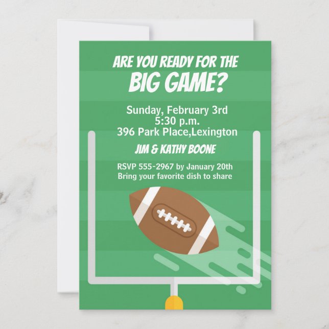 Football Uprights Big Game Party Invitations (Front)