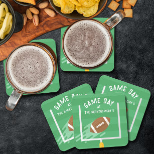 Football Uprights Game Day Square Paper Coaster