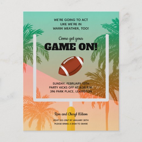 Football Uprights Palm Tree Invitation Flyer