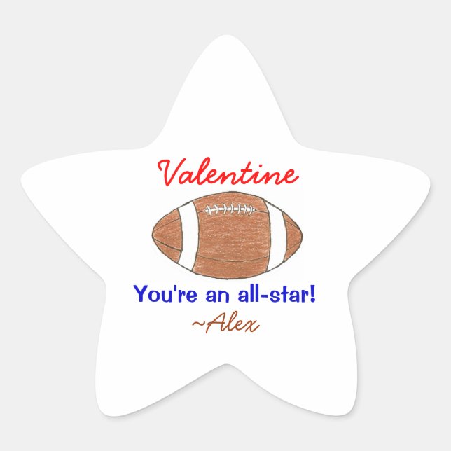 Football valentine sticker - personalized (Front)