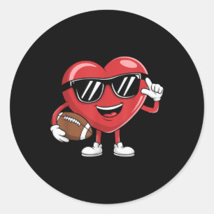 Football Valentines Day Shirt Boys Valentines Hear Classic Round Sticker