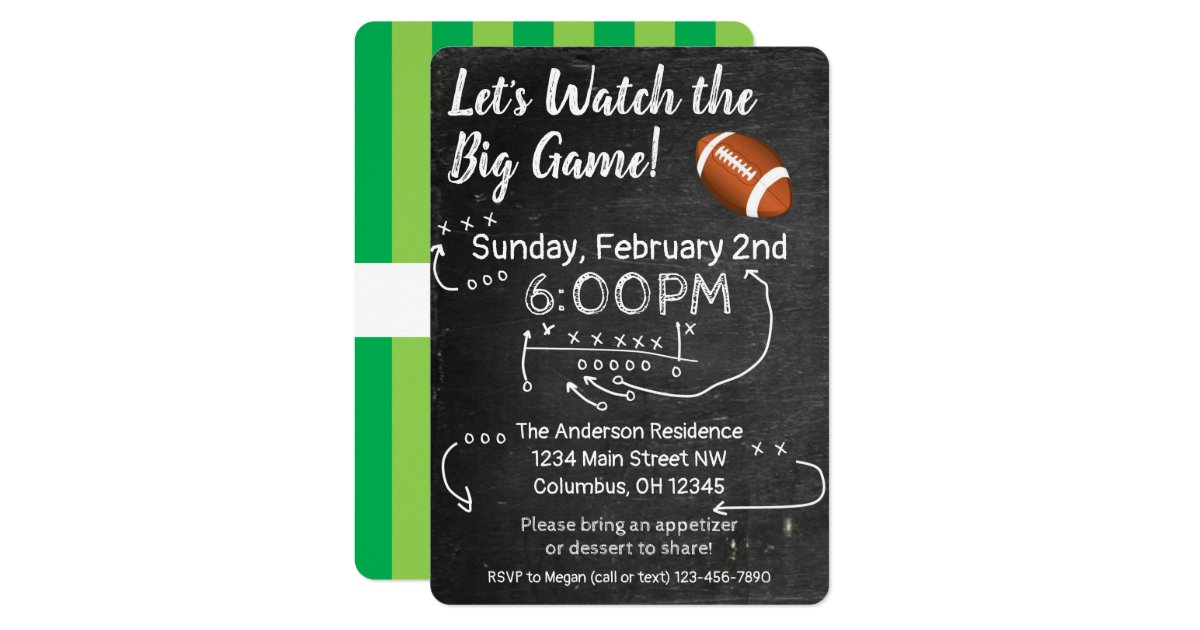 Football Watch Party- Big Game Invitation | Zazzle.com