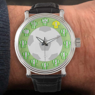 Football Watch - with Green & White Striped Shirts