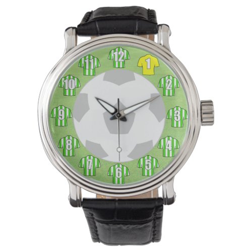 Football Watch _ with Green  White Striped Shirts