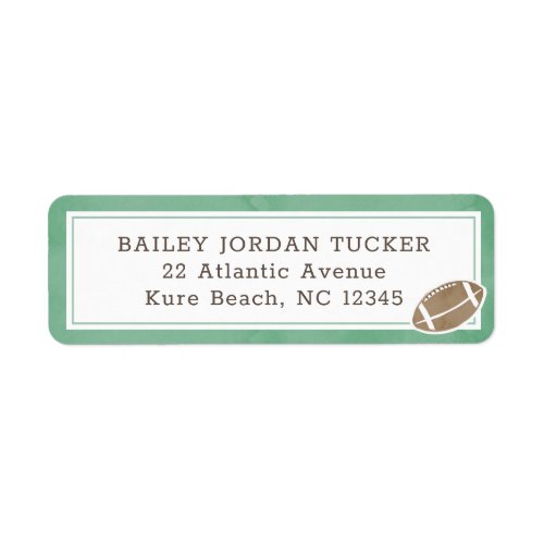 Football Watercolor Green Return Address Label