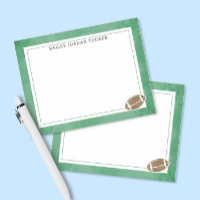 Football Watercolor Green Stationery Note Card