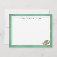 Football Watercolor Green Stationery Note Card