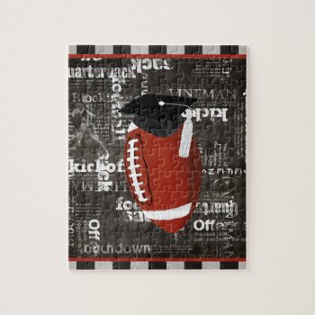 Football Wearing Graduation Cap  Football Words Jigsaw Puzzle by toots1 at Zazzle