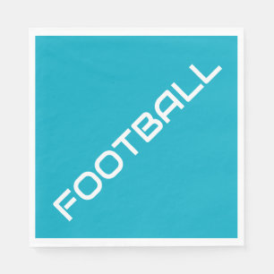 FOOTBALL White Slant Text Azure Blue Background Napkins