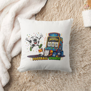 Football Winner Jackpot Slot Machine Soccer Ball Throw Pillow