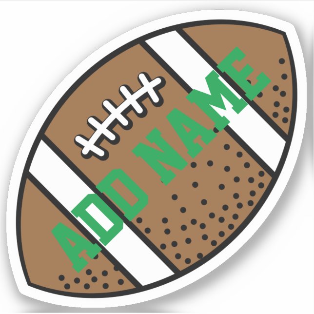 Football with Custom Name Green Sticker (Front)