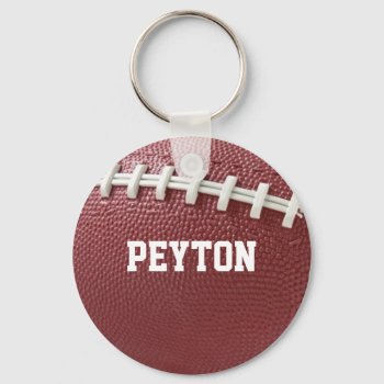 Football With Laces Look Personalized Keychain by VisionsandVerses at Zazzle