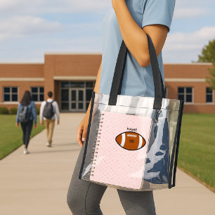 Football With Name & Number Clear Tote Bag