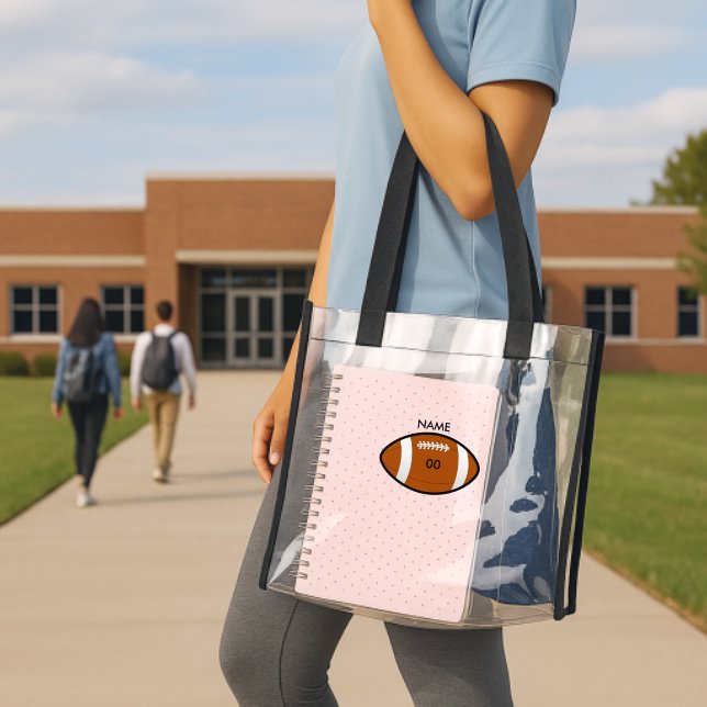 Football With Name & Number Clear Tote Bag (Insitu (School))