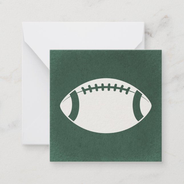 Football with Rustic Green Paper Style Background Note Card (Front)