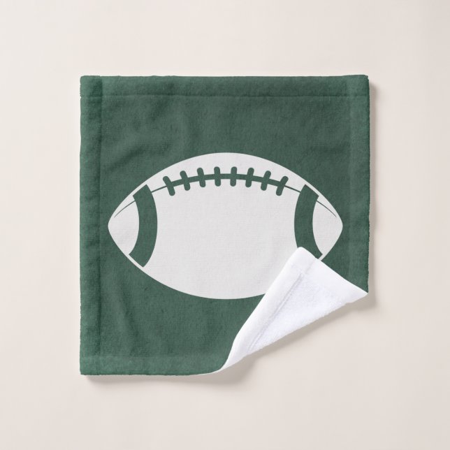 Football with Rustic Green Paper Style Background Wash Cloth (Wash Cloth)
