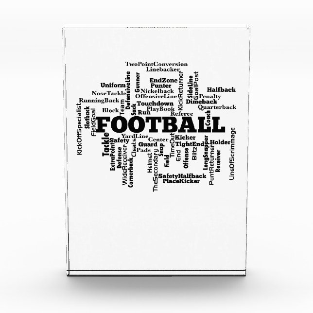 Football Word Cloud Acrylic Award (Front)