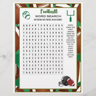 Football Word Search Football Party Game For Kids Letterhead