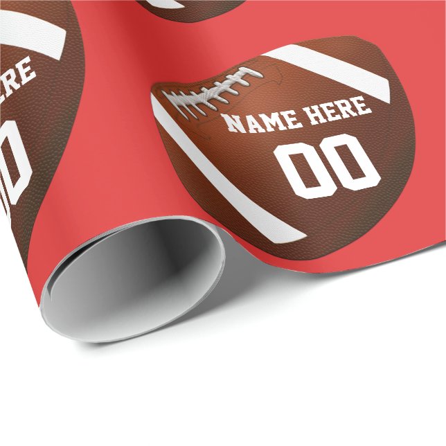 Football Wrapping Paper Your COLORS, NAME, NUMBER (Roll Corner)