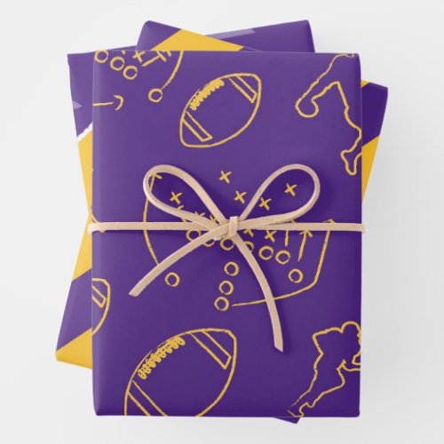 Football Wrapping Papers _ Purple and Yellow Wrapping Paper Sheets