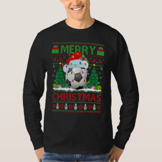 Football Xmas Tree Ugly Santa Football Christmas T-Shirt