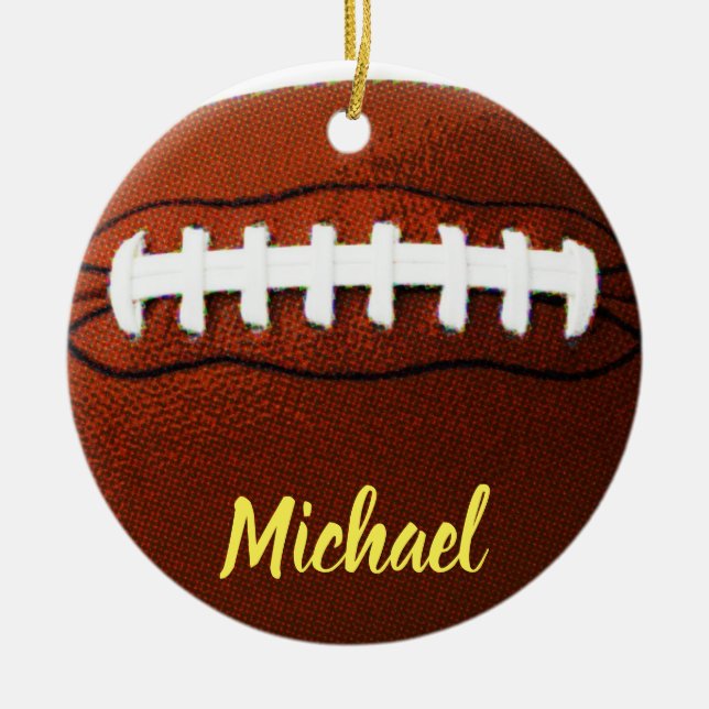 Football Your Name Ceramic Ornament (Front)