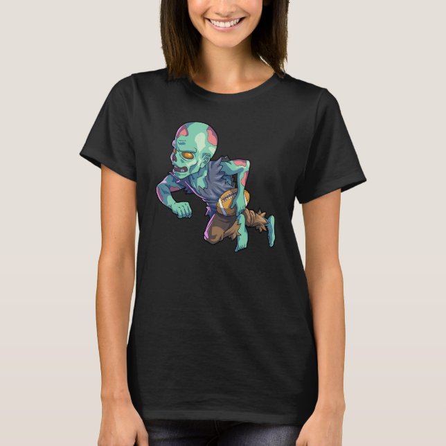 Football Zombie Halloween Men Boys Football Hallow T-Shirt (Front)