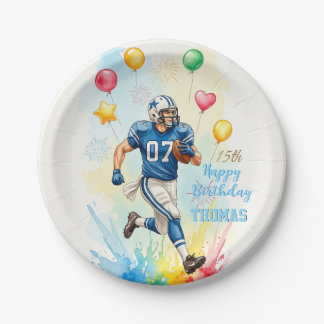 Footballer Birthday, Balloons, Fireworks, Fun Paper Plates