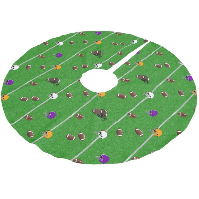 Footballs and Helmets Pattern Brushed Polyester Tree Skirt (Angled)