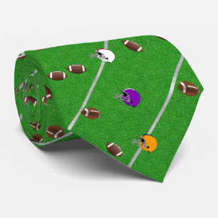 Footballs and Helmets Pattern Neck Tie