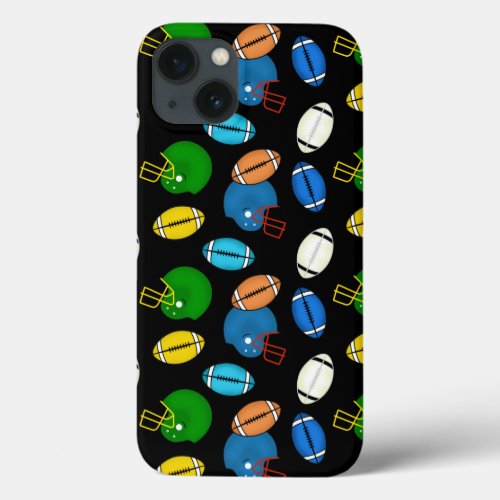 Footballs and Helmets sport theme patterns iPhone 13 Case