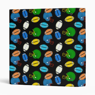 Footballs and Helmets theme black background Binder