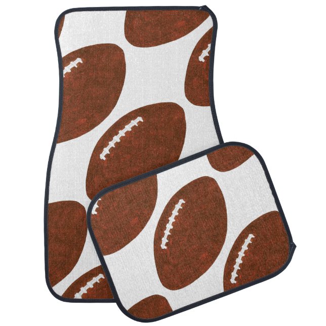 Footballs in Diagonal Pattern Custom Car Mats (Set)