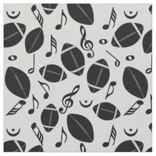 Footballs Music Notes Fabric
