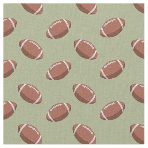 Footballs on Light Olive Green Fabric
