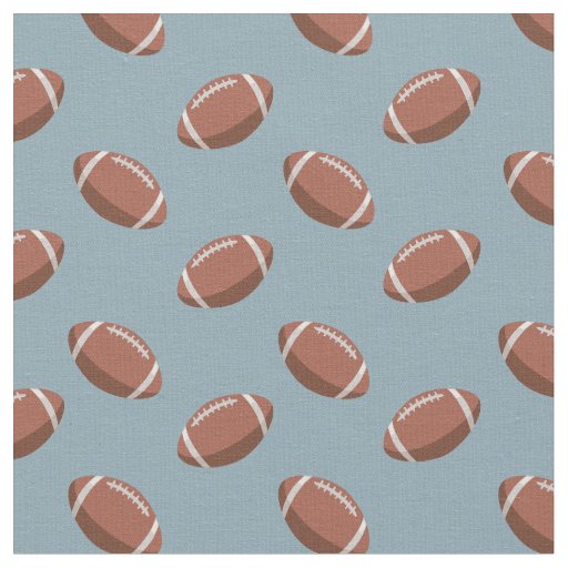 Footballs on Light Stone Blue Fabric