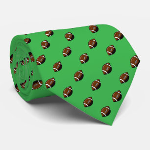 Footballs on Team Color Green Neck Tie