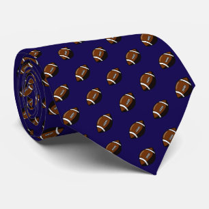 Footballs on Team Color Navy Blue Neck Tie