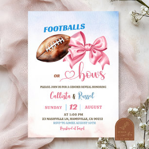 Footballs or Bows Gender Reveal Invitation